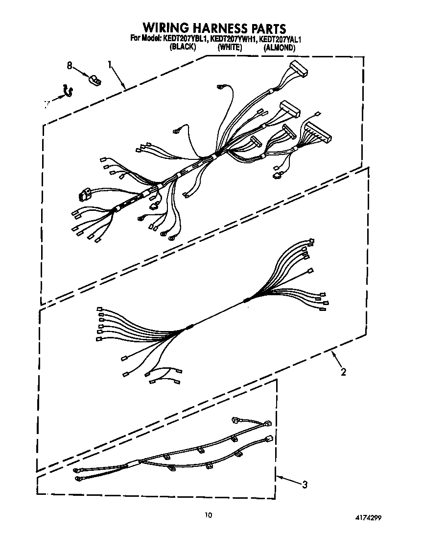 KitchenAid KEDT207YWH1 wiring harness diagram