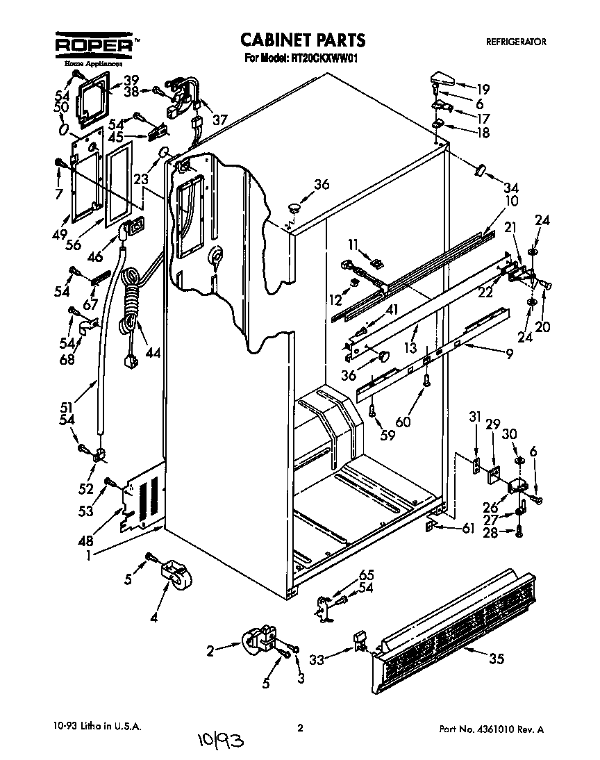 Roper RT20CKXWW01 cabinet diagram