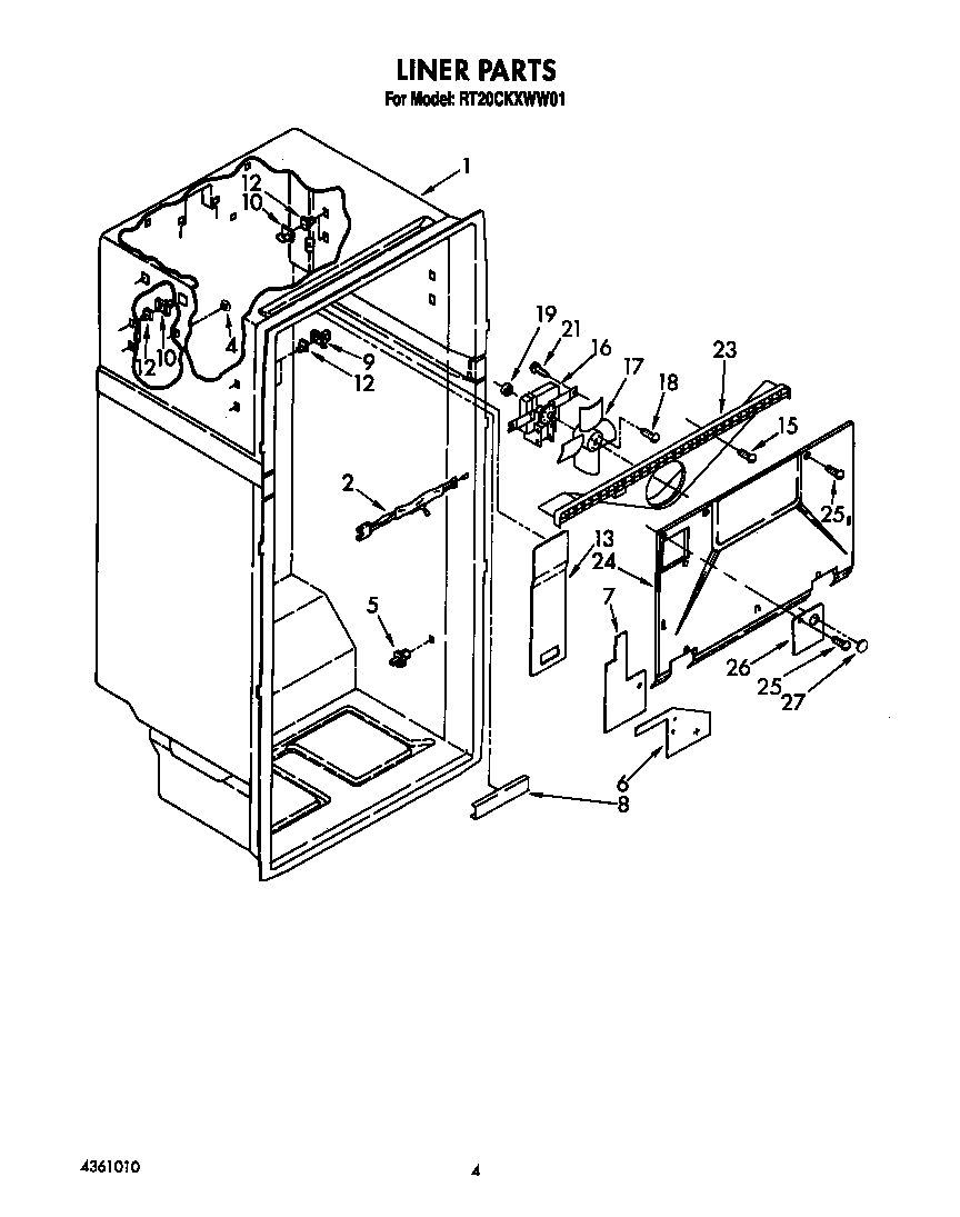 Roper RT20CKXWW01 liner diagram
