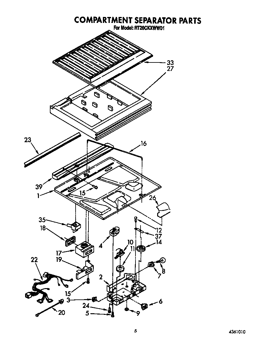 Roper RT20CKXWW01 compartment separator diagram