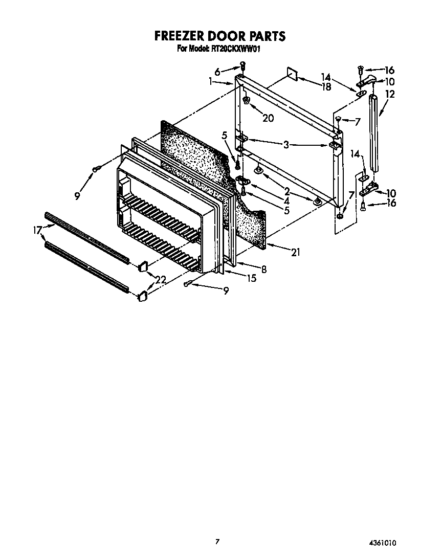 Roper RT20CKXWW01 freezer door diagram