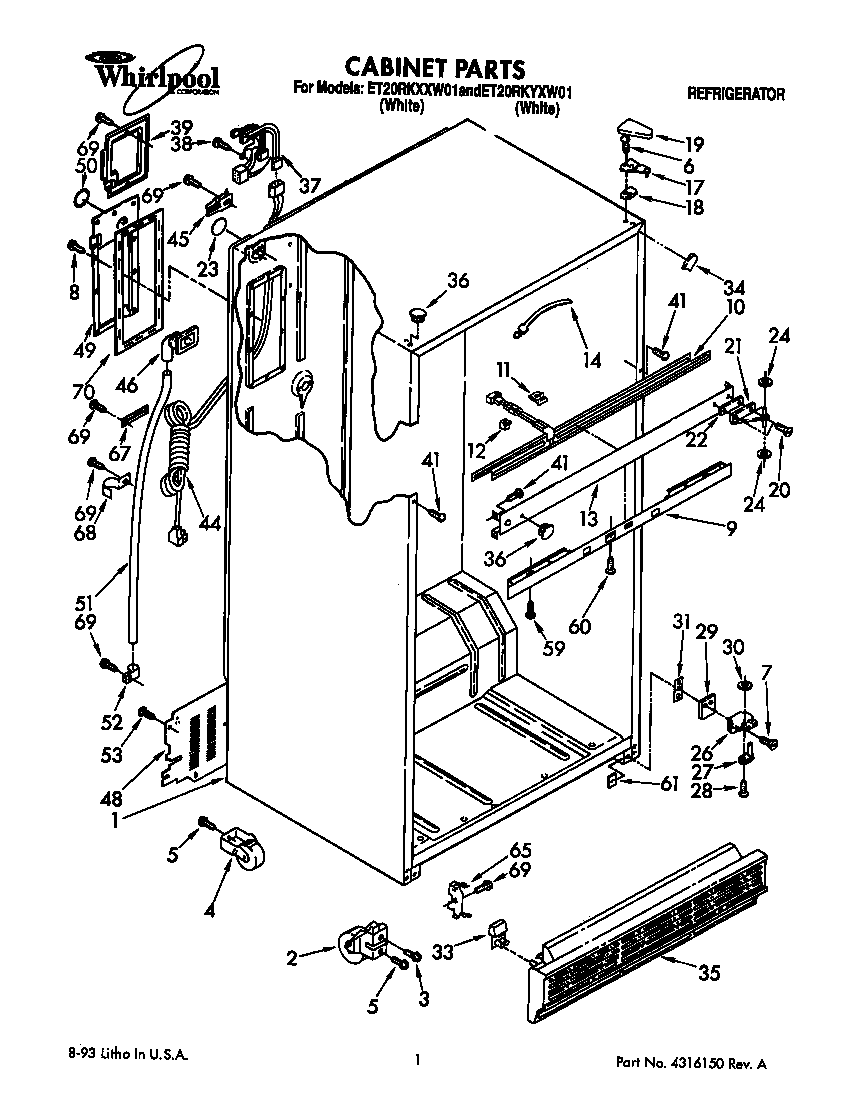 Whirlpool ET20RKXXW01 cabinet diagram