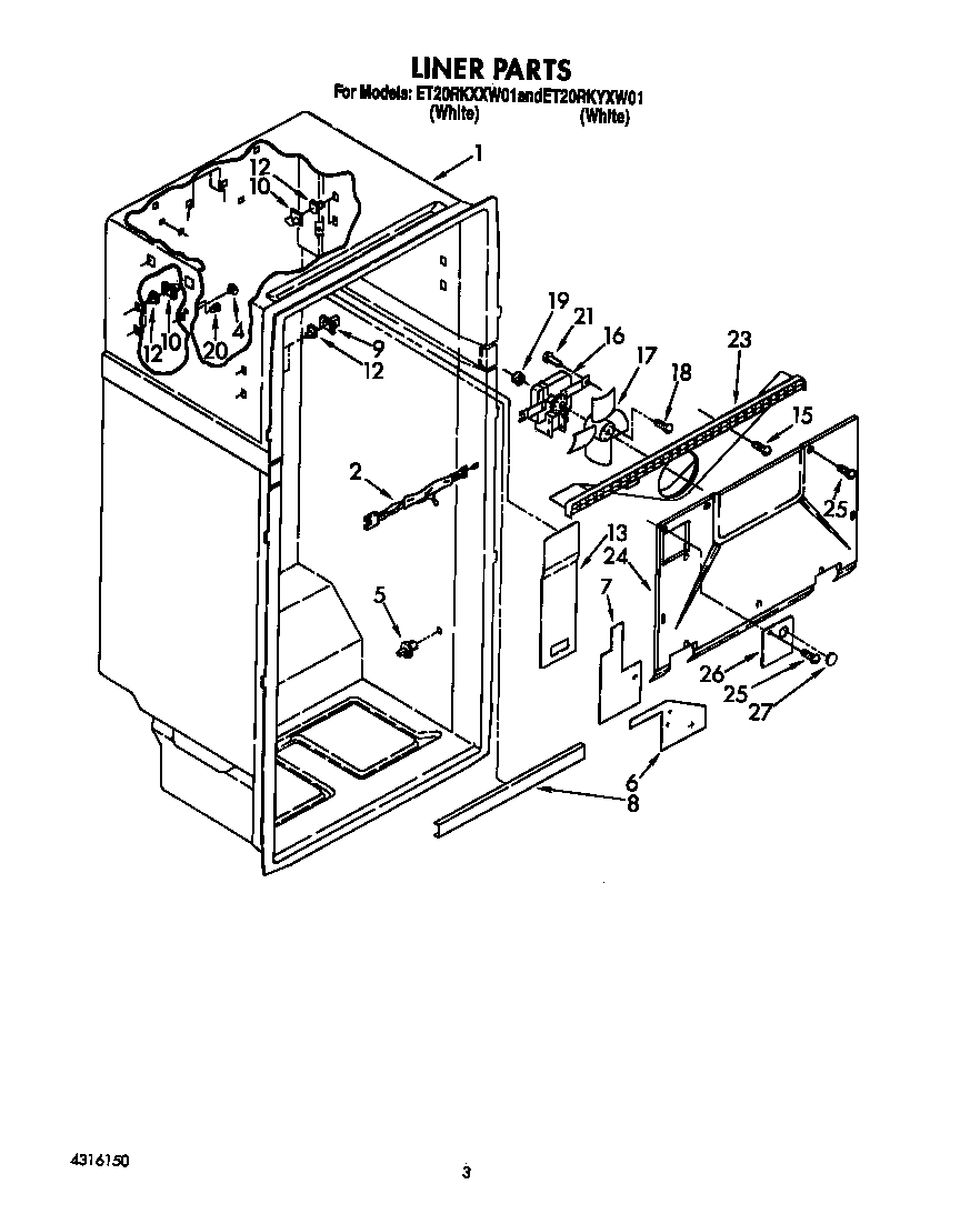 Whirlpool ET20RKXXW01 liner diagram