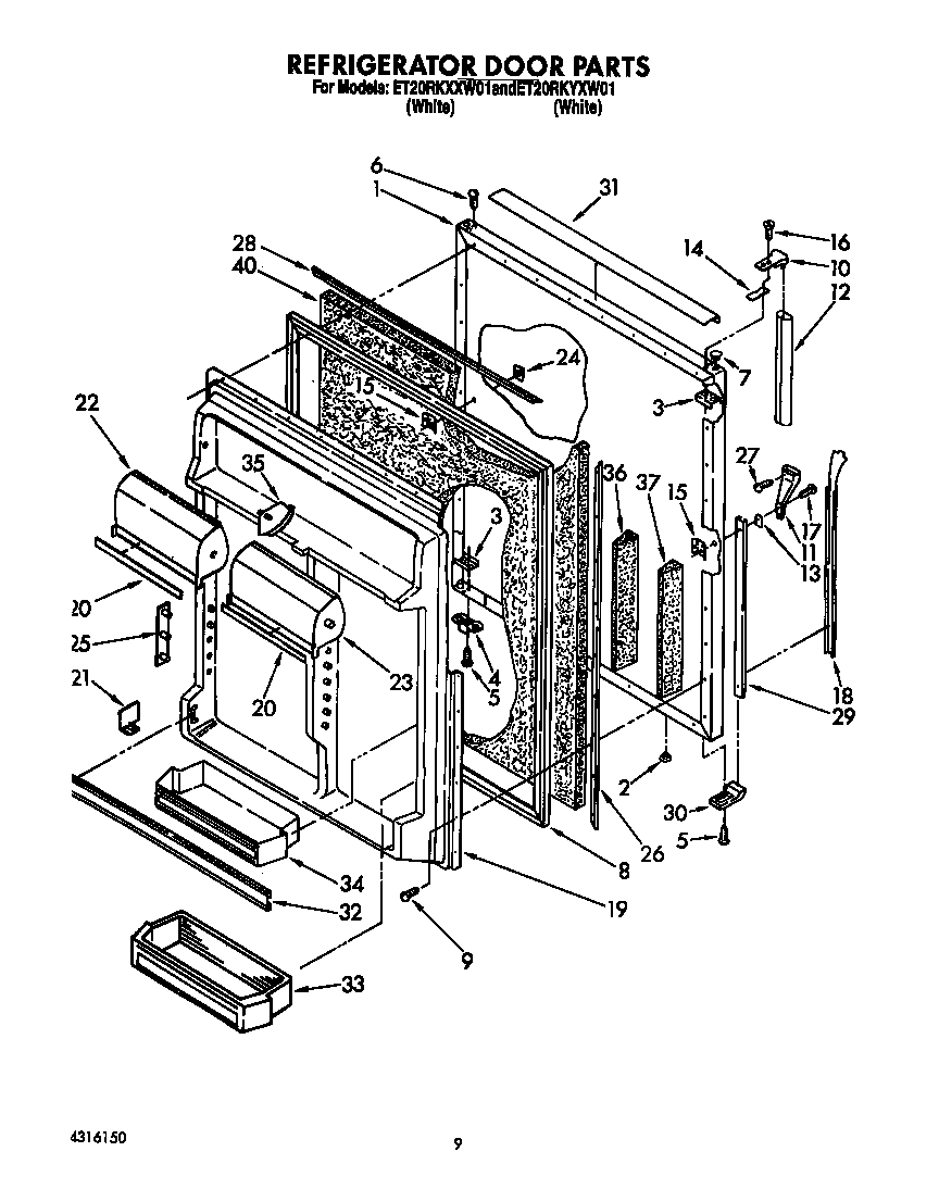 Whirlpool ET20RKXXW01 refrigerator door diagram