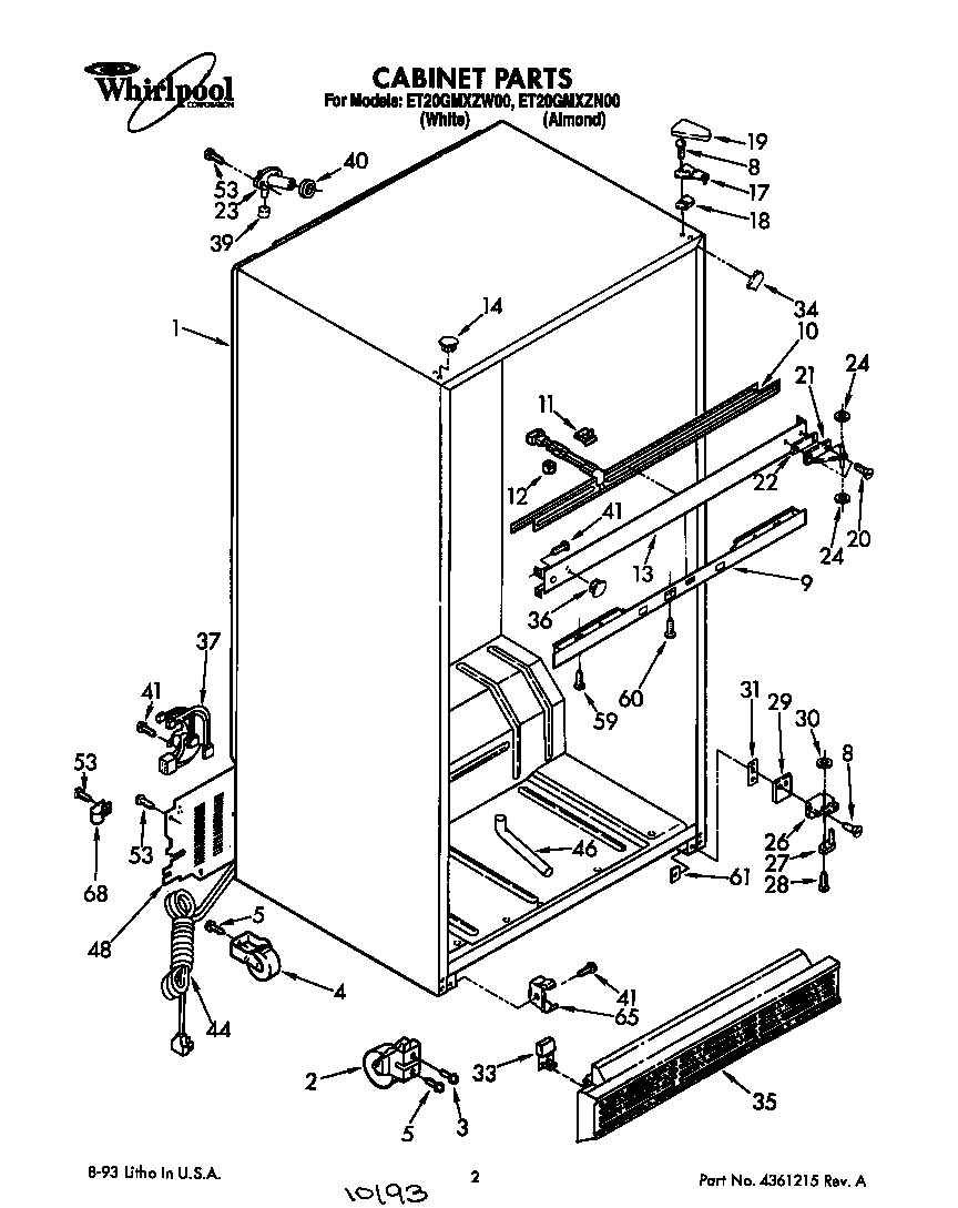 Whirlpool ET20GMXZW00 cabinet diagram