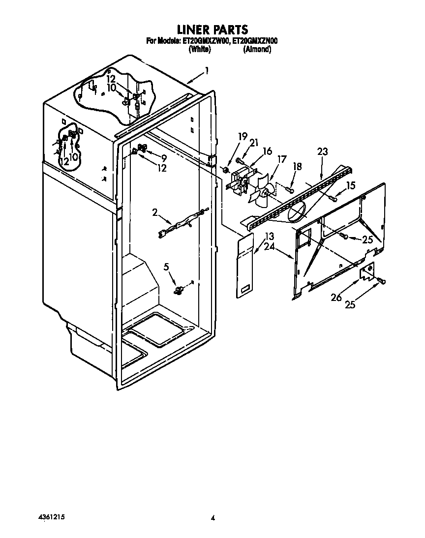 Whirlpool ET20GMXZW00 liner diagram