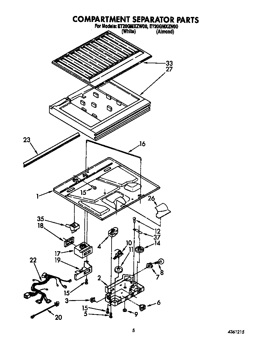 Whirlpool ET20GMXZW00 compartment separator diagram