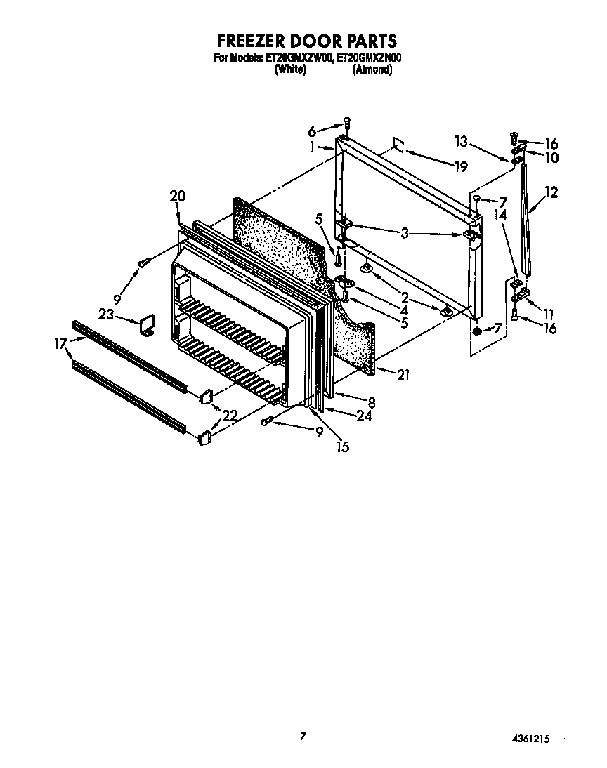Whirlpool ET20GMXZW00 freezer door diagram