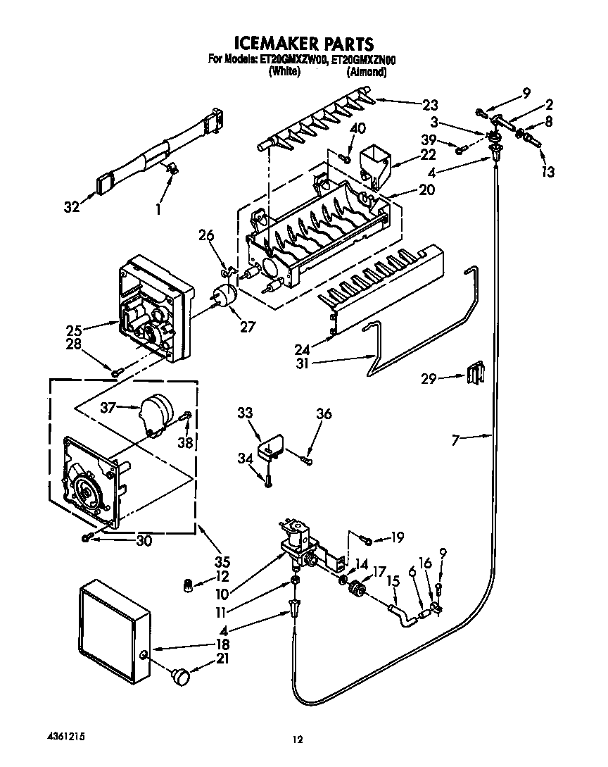 Whirlpool ET20GMXZW00 icemaker diagram