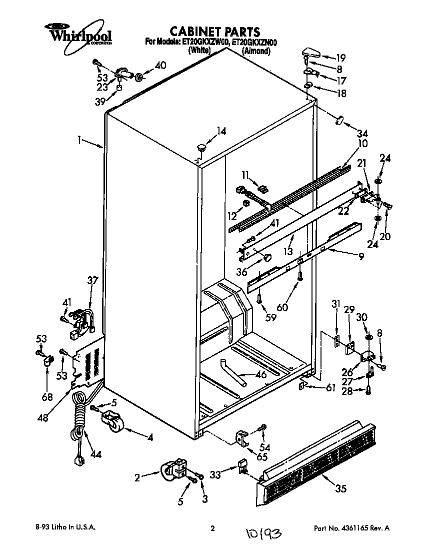 Whirlpool ET20GKXZW00 cabinet diagram