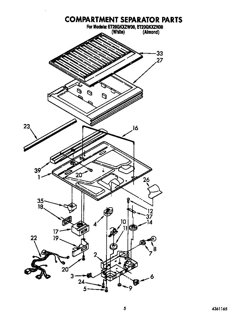 Whirlpool ET20GKXZW00 compartment separator diagram