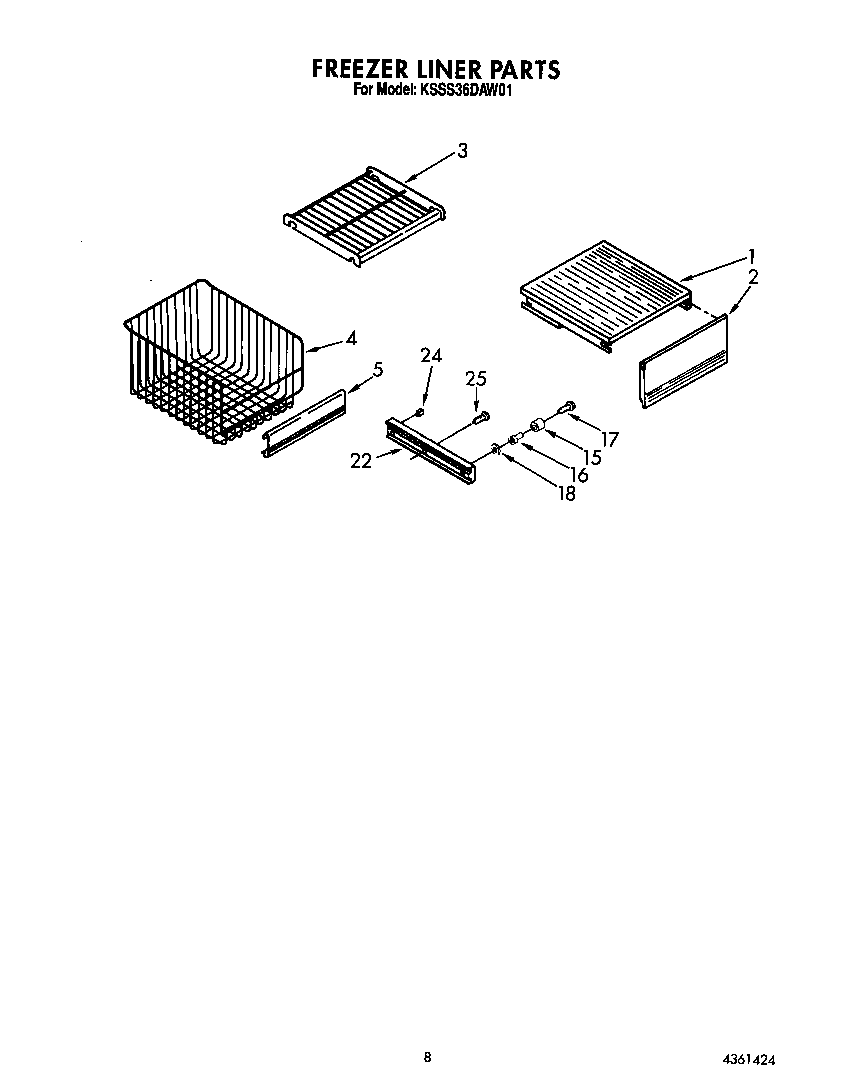 KitchenAid KSSS36DAW01 freezer liner diagram