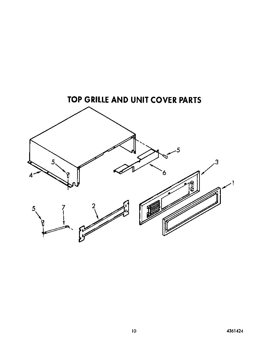 KitchenAid KSSS36DAW01 top grille and unit cover diagram