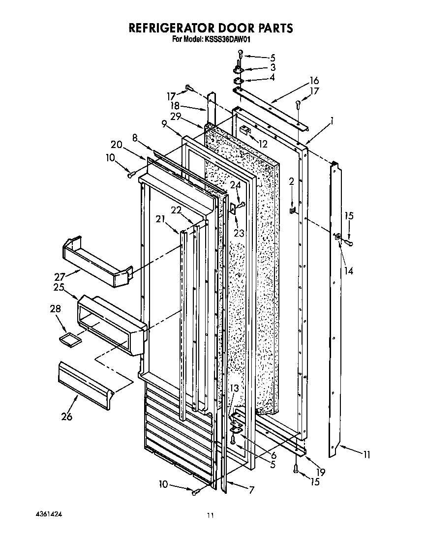 KitchenAid KSSS36DAW01 refrigerator door diagram