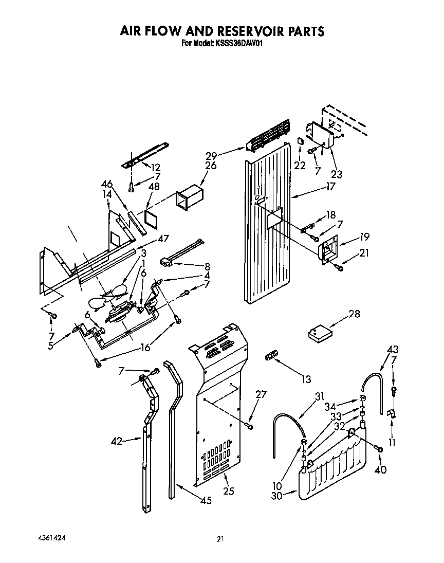 KitchenAid KSSS36DAW01 air flow and reservoir diagram