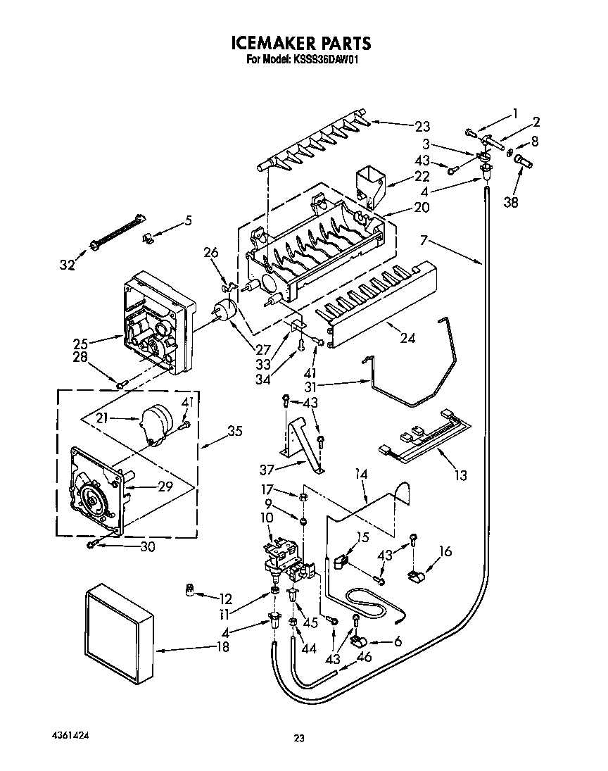 KitchenAid KSSS36DAW01 icemaker diagram
