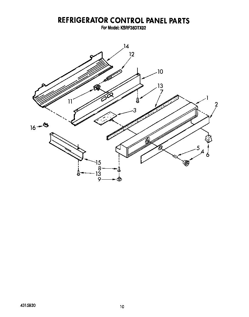 KitchenAid KSRF36DTX02 refrigerator control panel diagram