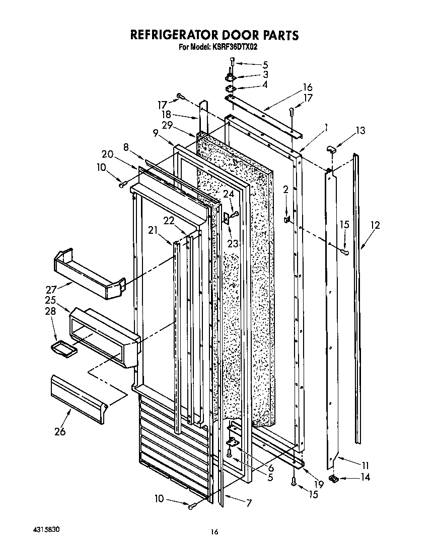 KitchenAid KSRF36DTX02 refrigerator door diagram