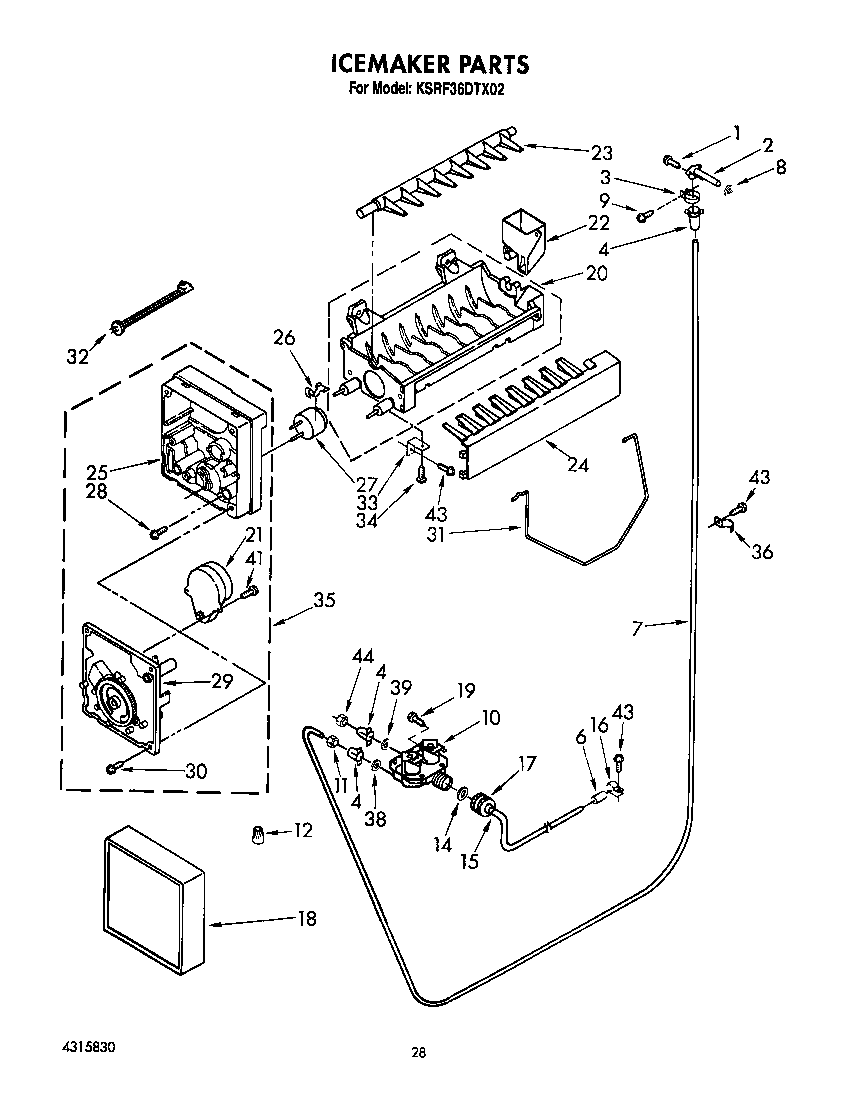 KitchenAid KSRF36DTX02 icemaker diagram