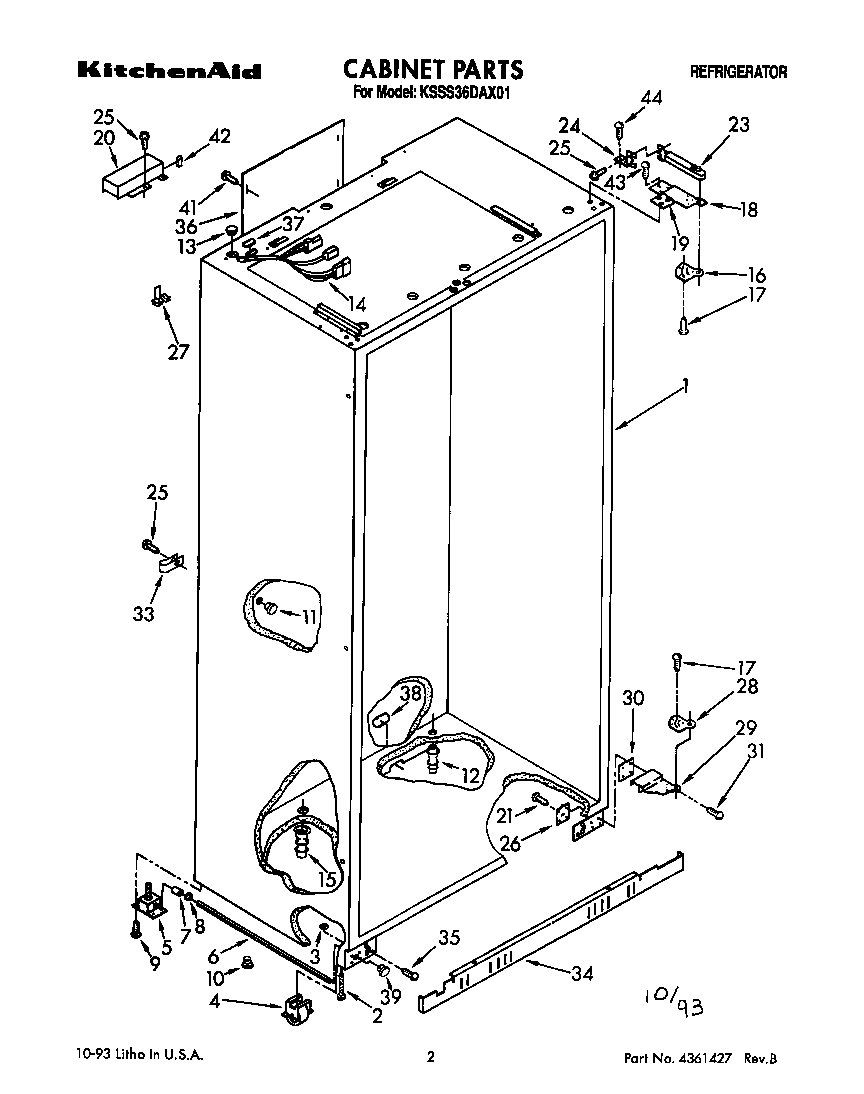 KitchenAid KSSS36DAX01 cabinet diagram