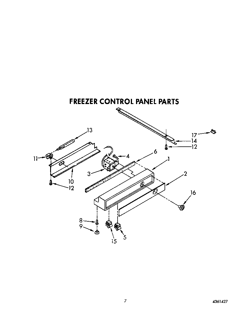 KitchenAid KSSS36DAX01 freezer control panel diagram