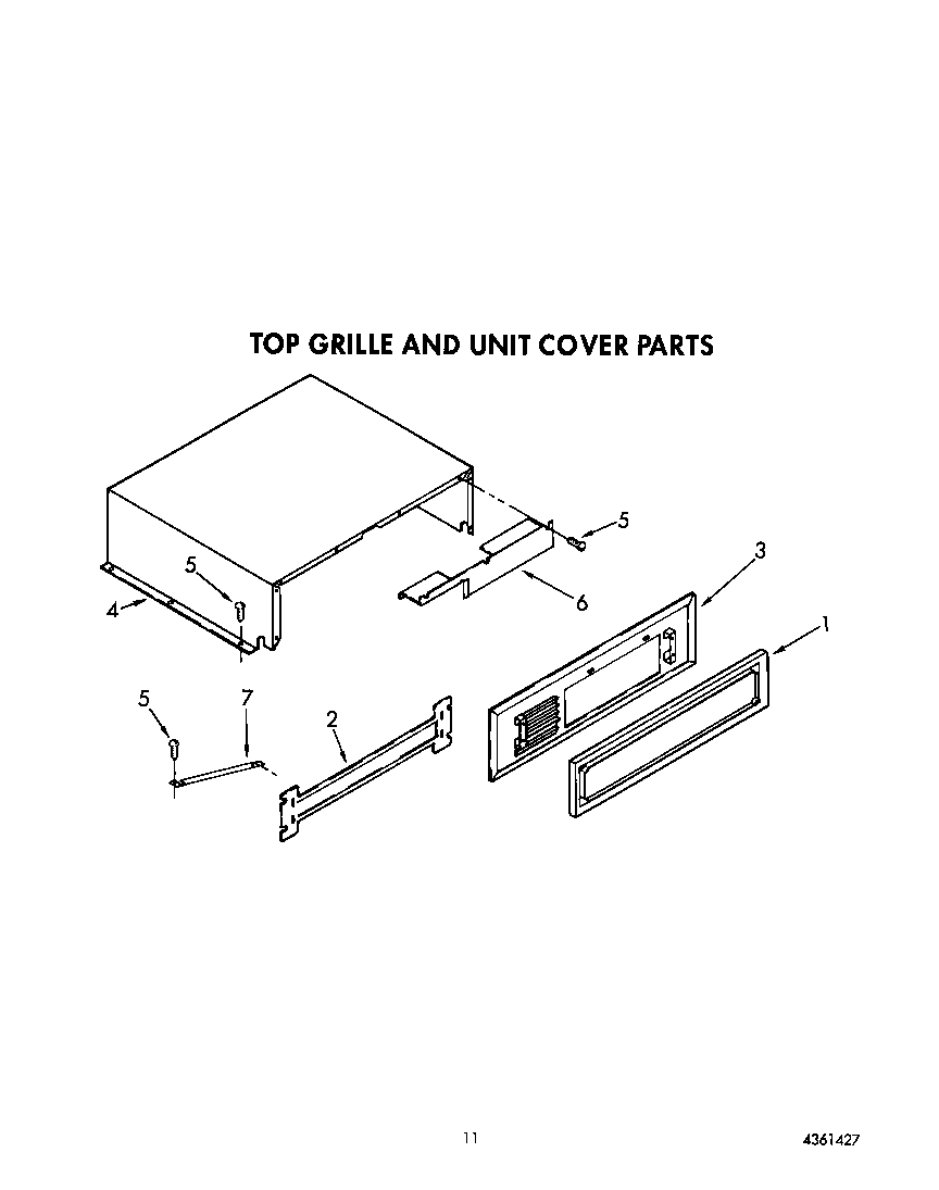 KitchenAid KSSS36DAX01 top grille and unit cover diagram