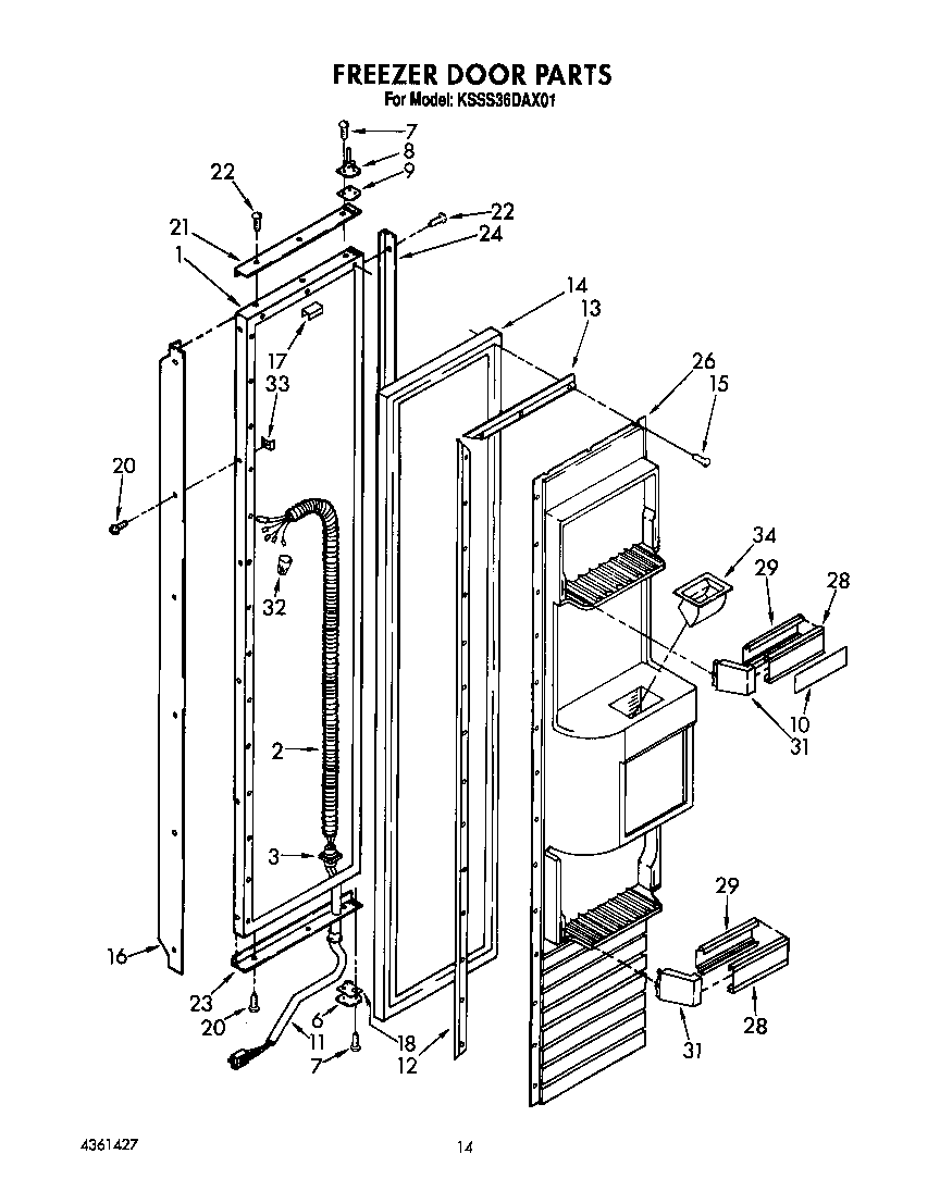 KitchenAid KSSS36DAX01 freezer door diagram