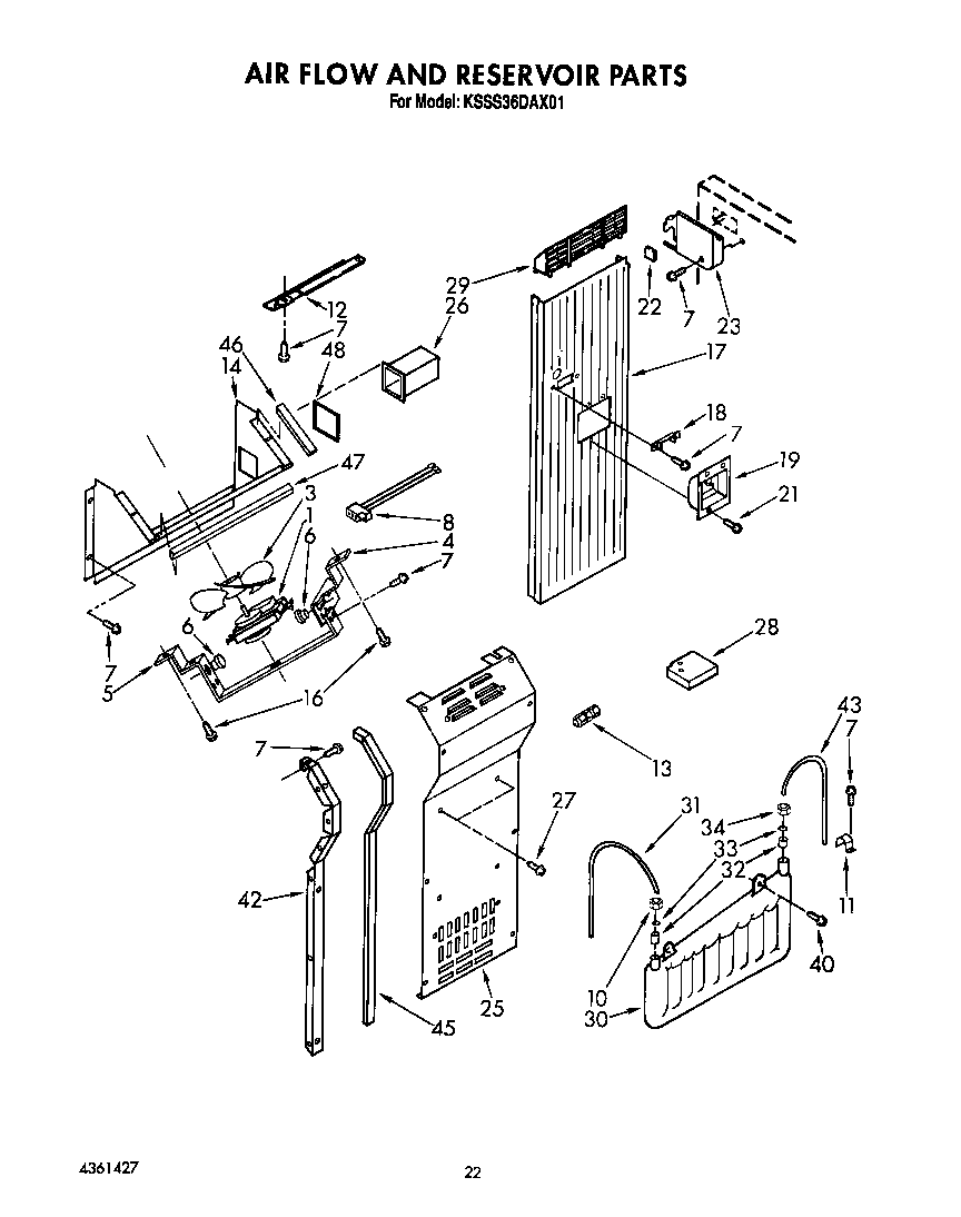 KitchenAid KSSS36DAX01 air flow and reservoir diagram