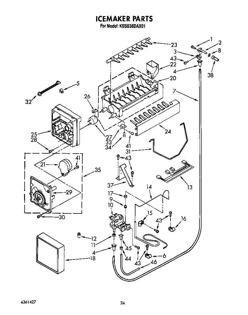 KitchenAid KSSS36DAX01 icemaker diagram