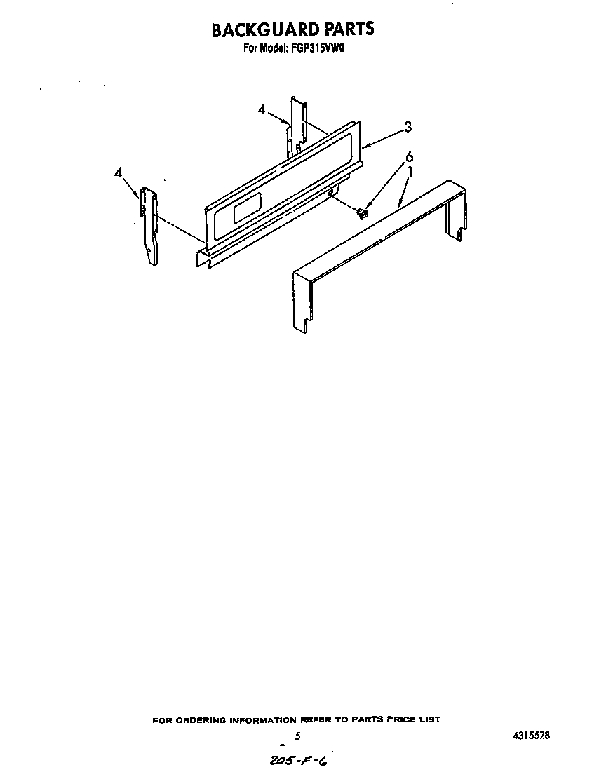 Roper FGP315VW0 backguard diagram