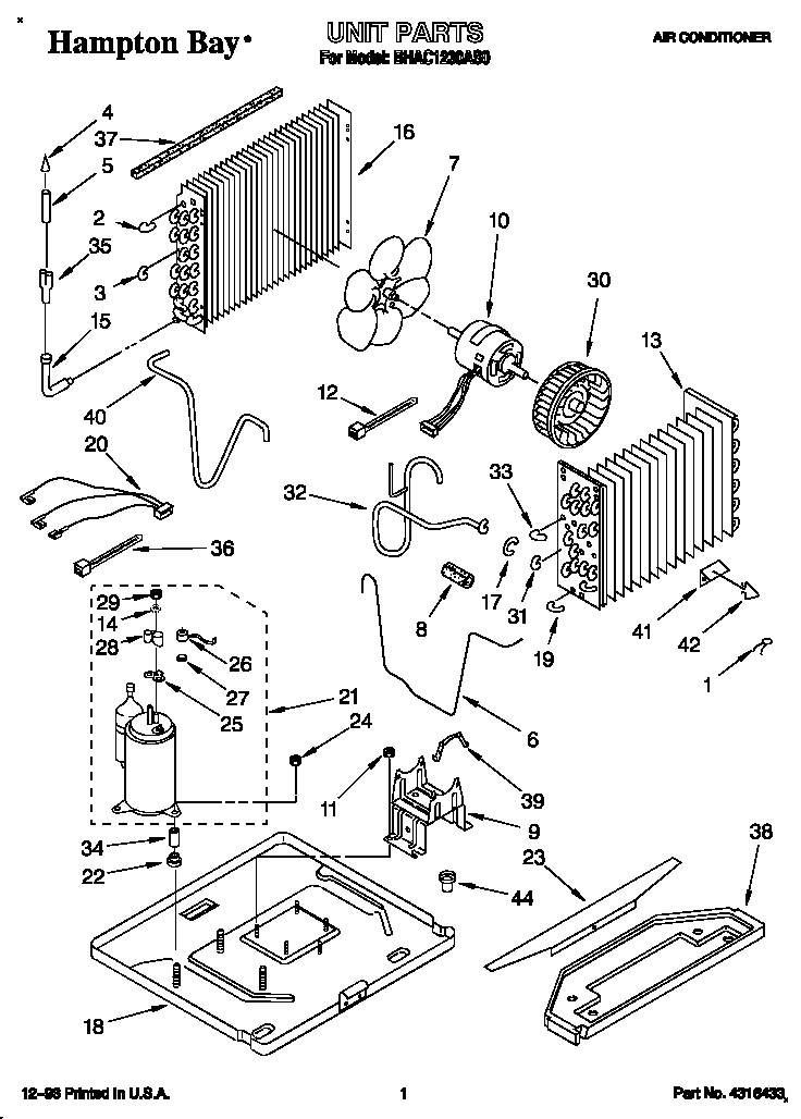 Whirlpool BHAC1230AS0 unit diagram