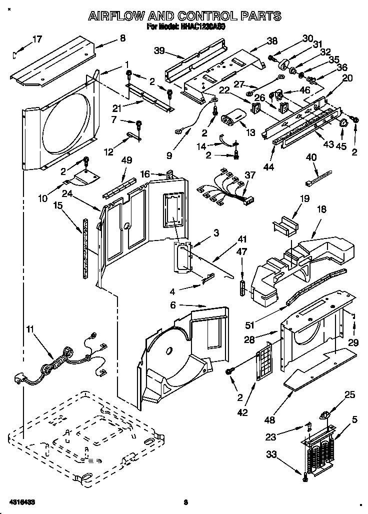 Whirlpool BHAC1230AS0 airflow and control diagram