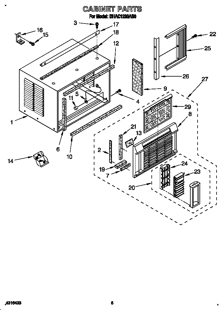 Whirlpool BHAC1230AS0 cabinet diagram