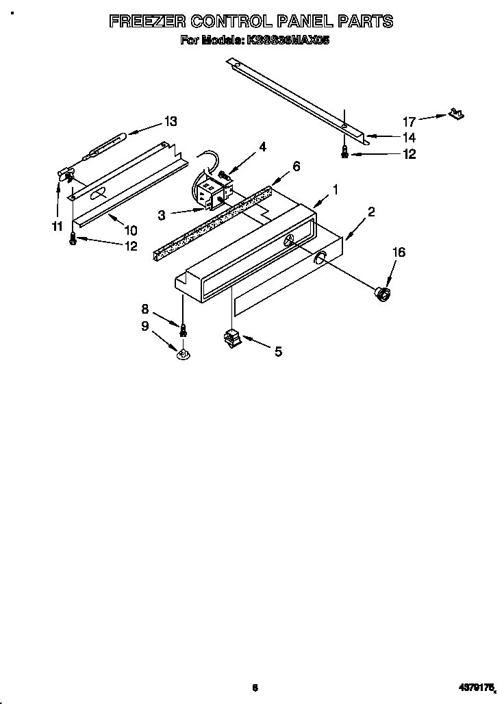 KitchenAid KSSS36MAX05 freezer control panel diagram