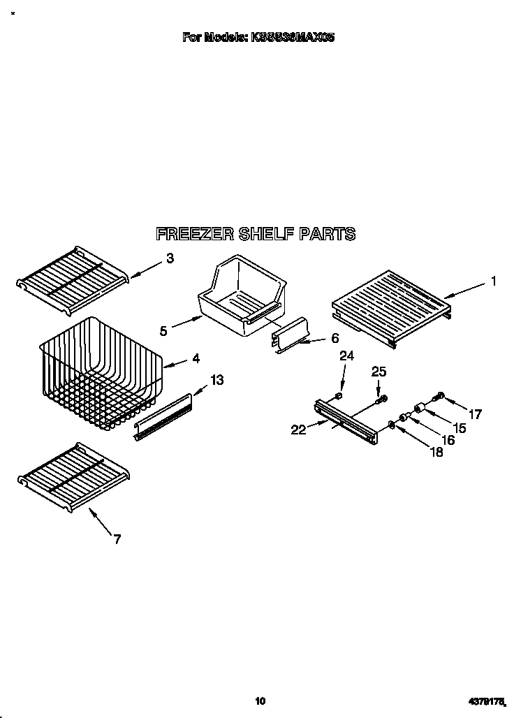 KitchenAid KSSS36MAX05 freezer shelf diagram