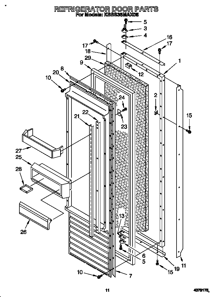 KitchenAid KSSS36MAX05 refrigerator door diagram
