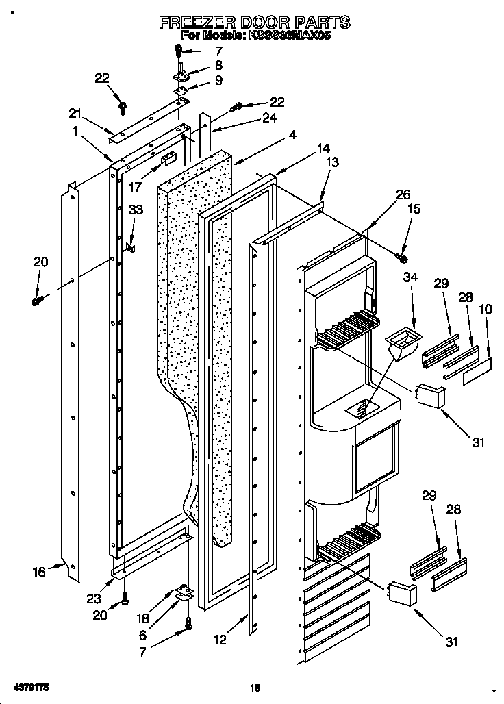 KitchenAid KSSS36MAX05 freezer door diagram