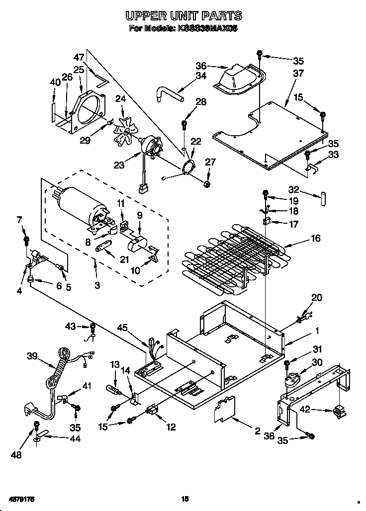 KitchenAid KSSS36MAX05 upper unit diagram