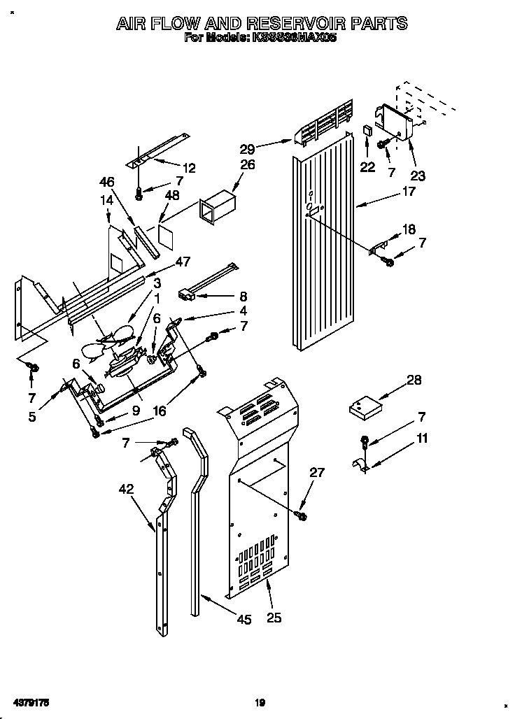 KitchenAid KSSS36MAX05 air flow and reservoir diagram