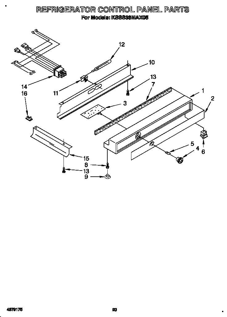 KitchenAid KSSS36MAX05 refrigerator control panel diagram
