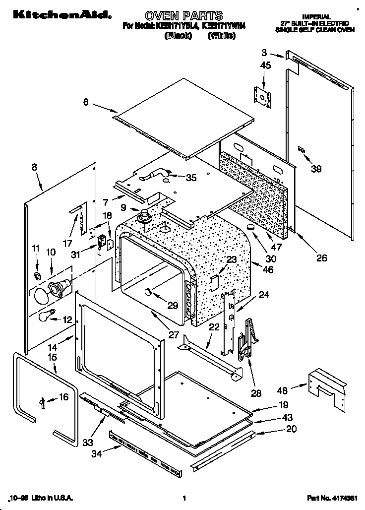 KitchenAid KEBI171YWH4 oven diagram