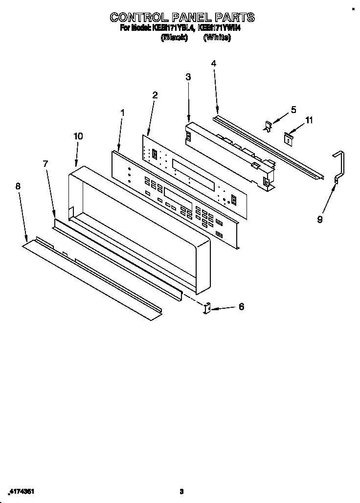 KitchenAid KEBI171YWH4 control panel diagram