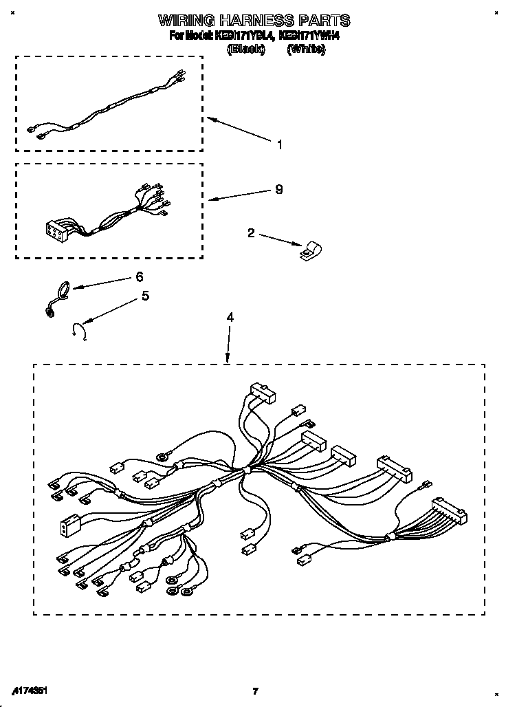 KitchenAid KEBI171YWH4 wiring harness diagram