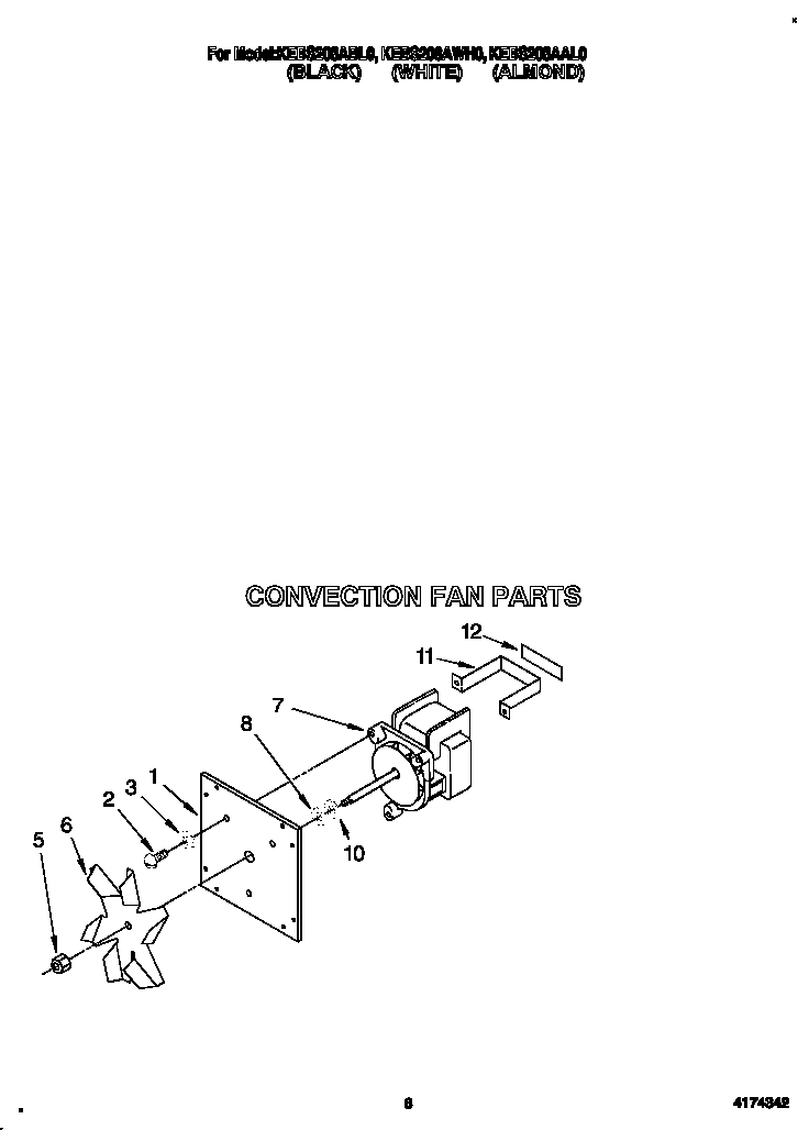 KitchenAid KEBS208AWH0 convection fan diagram