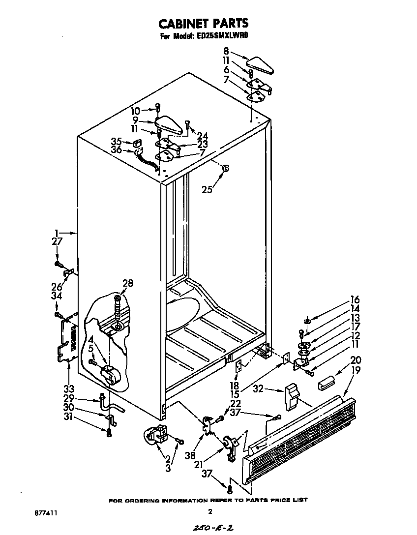 Whirlpool ED25SMXLWR0 cabinet diagram