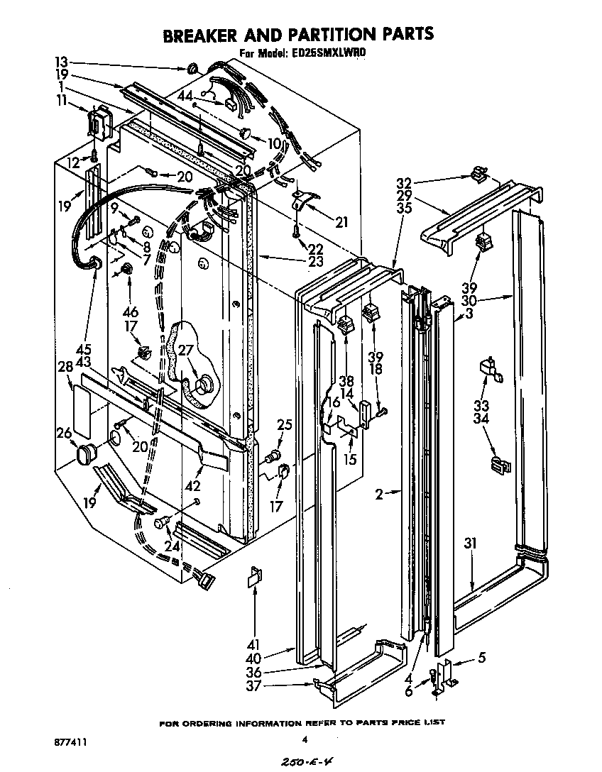 Whirlpool ED25SMXLWR0 breaker and partition diagram