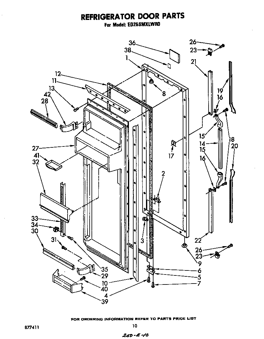Whirlpool ED25SMXLWR0 refrigerator door diagram
