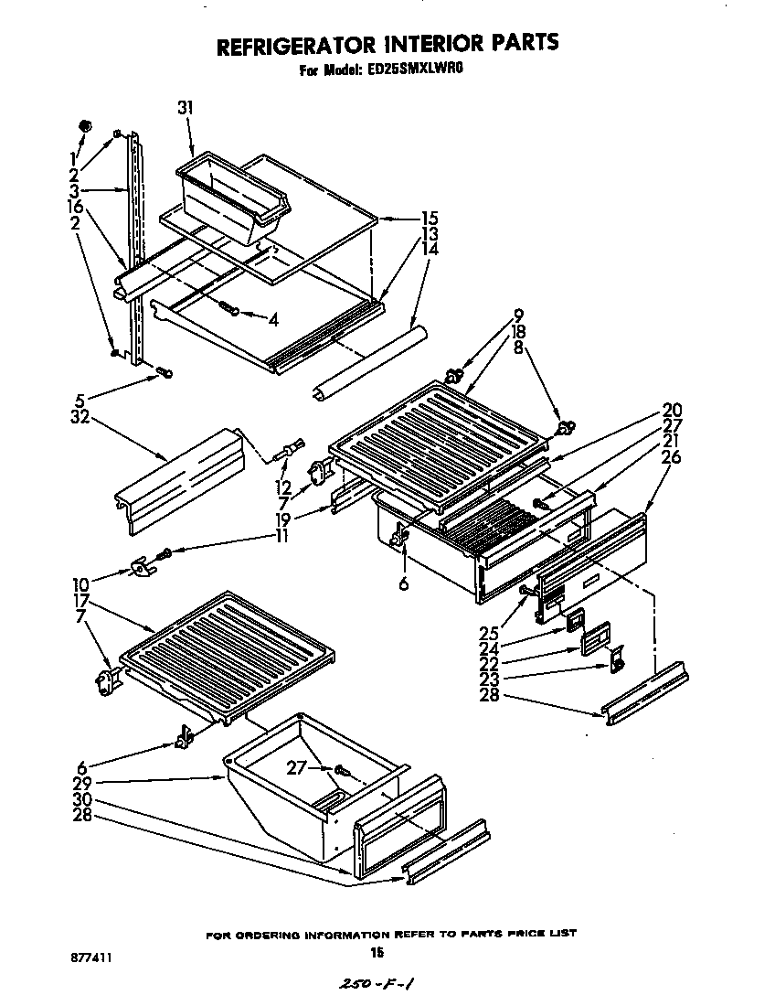 Whirlpool ED25SMXLWR0 refrigerator interior diagram