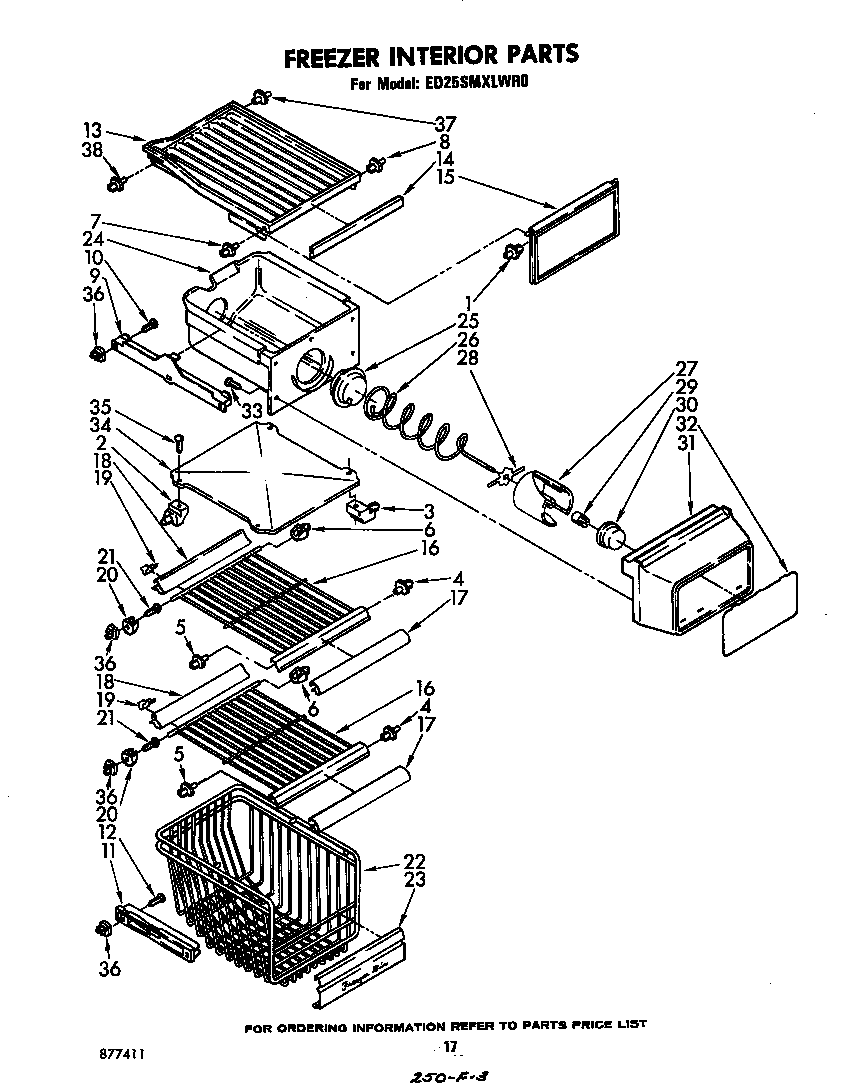 Whirlpool ED25SMXLWR0 freezer interior diagram