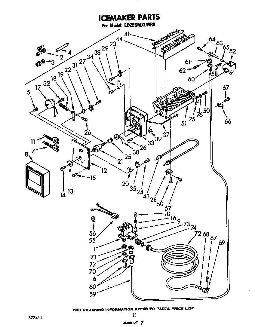 Whirlpool ED25SMXLWR0 icemaker diagram